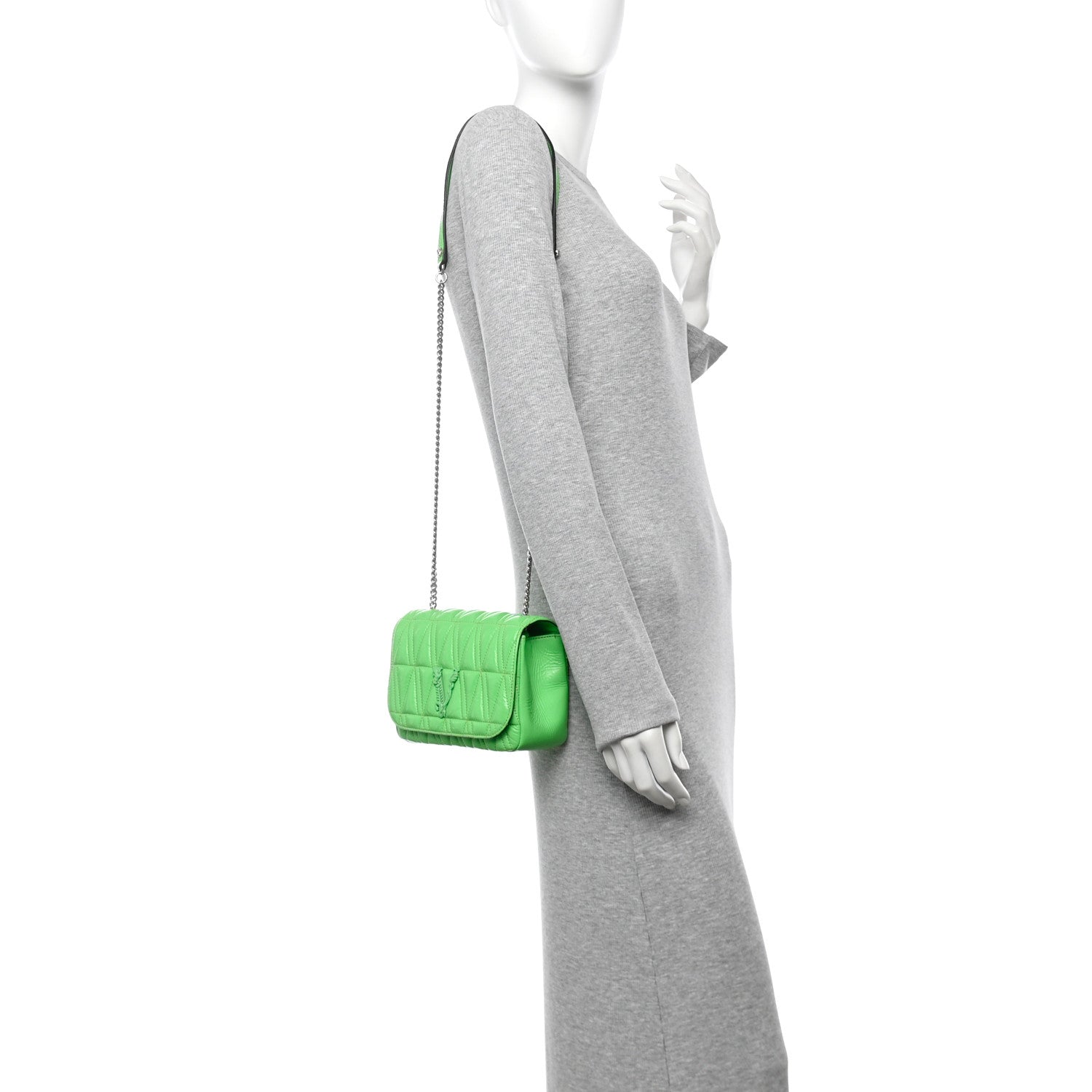 Patent Quilted Virtus Shoulder Bag Mint