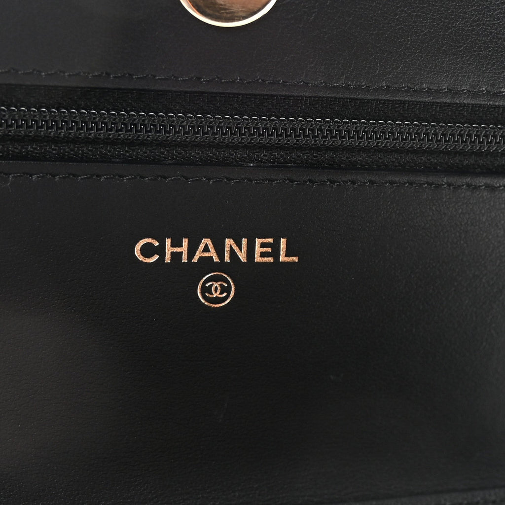 Caviar Quilted CC Filigree Wallet On Chain WOC Black