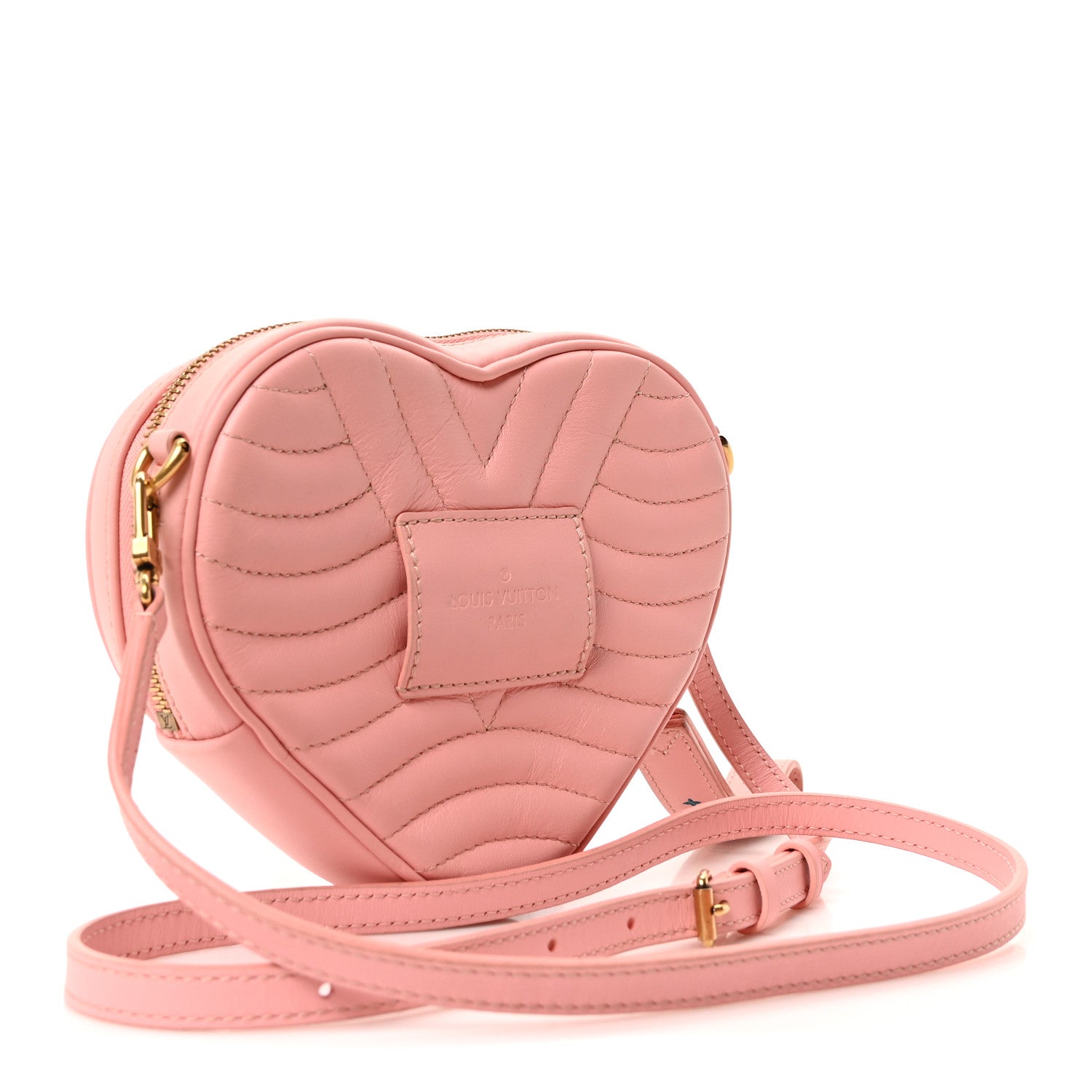 Calfskin Embellished New Wave Love Lock Heart Bag Rose Pomettes