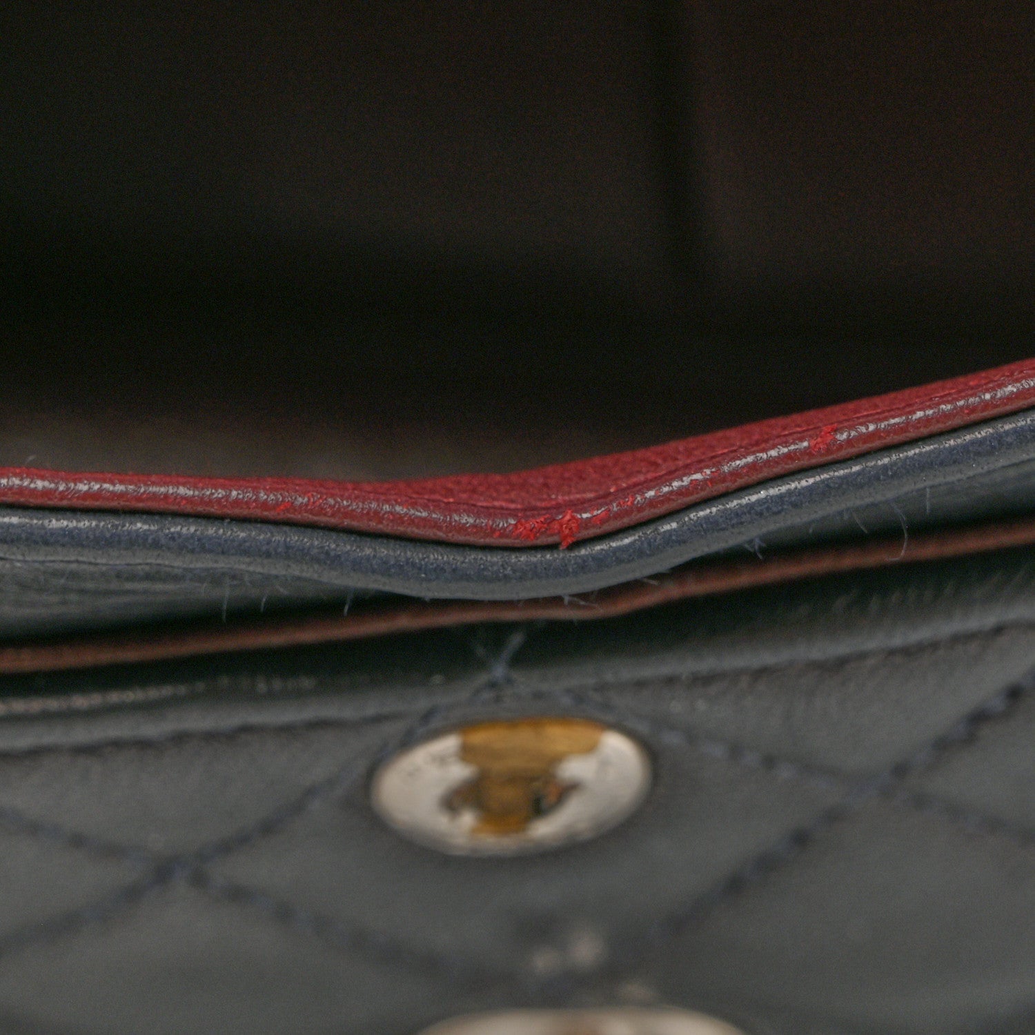 Lambskin Quilted Small Double Flap Navy