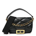 Calfskin Quilted Medusa Small Top Handle Shoulder Bag Black