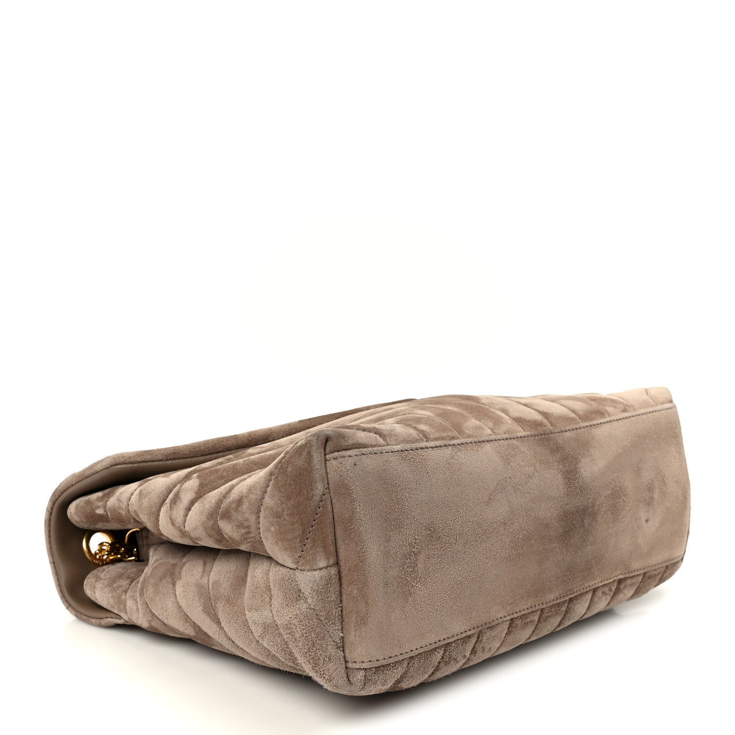 Suede Y Quilted Monogram Medium Loulou Chain Satchel Taupe