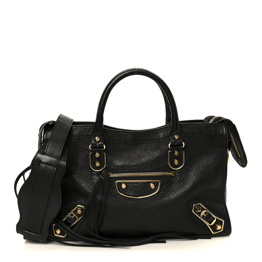 Chevre Gold Metallic Edge Hardware S City Black