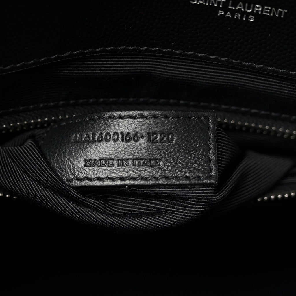 Grain De Poudre Textured Mixed Matelasse Large Triquilt Monogram Satchel Black
