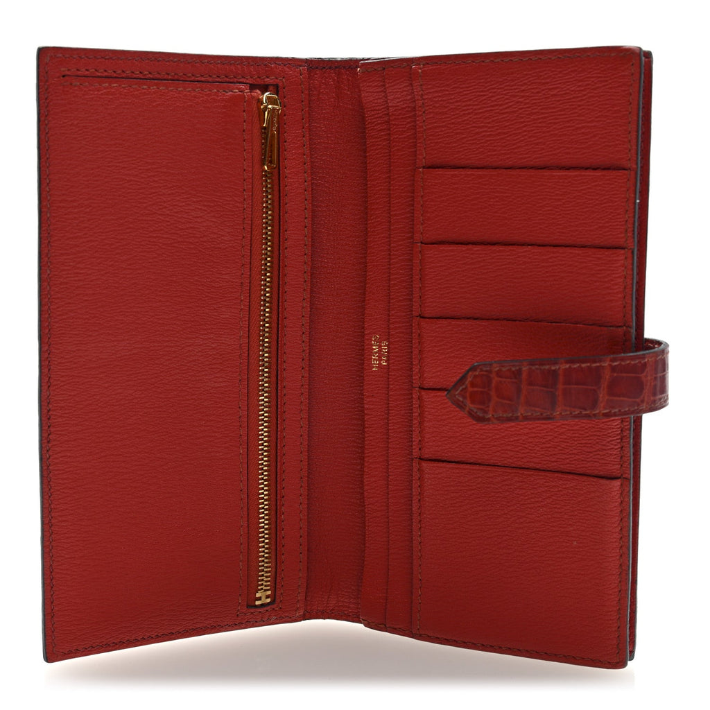 Shiny Alligator Bearn Gusset Wallet Geranium