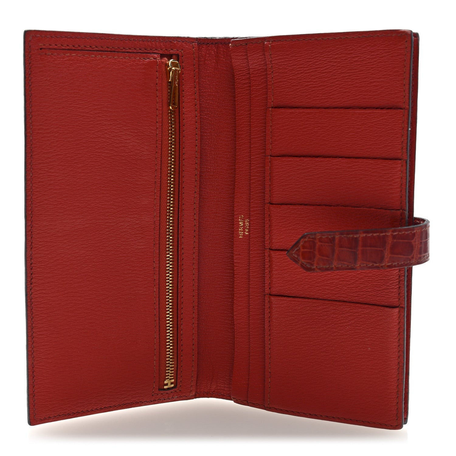 Shiny Alligator Bearn Gusset Wallet Geranium