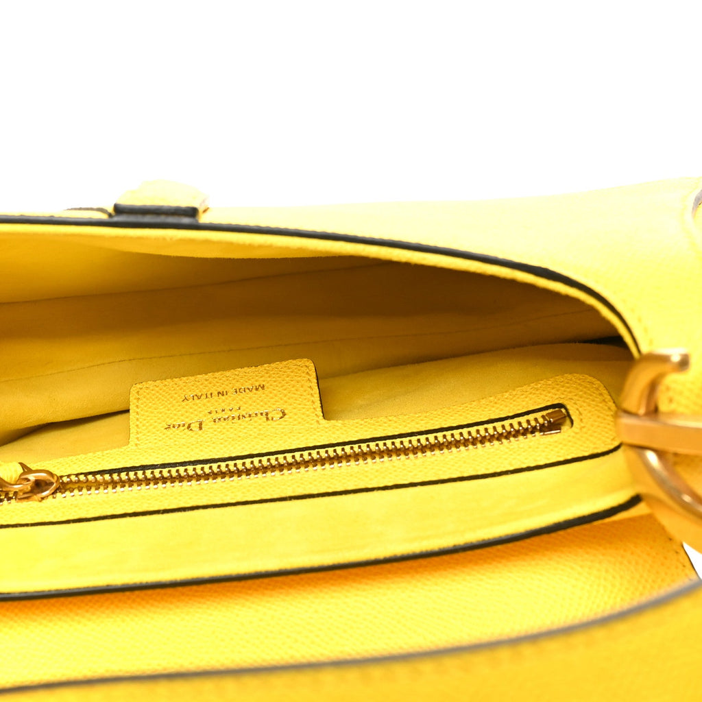 Grained Calfskin Saddle Bag With Strap Yellow