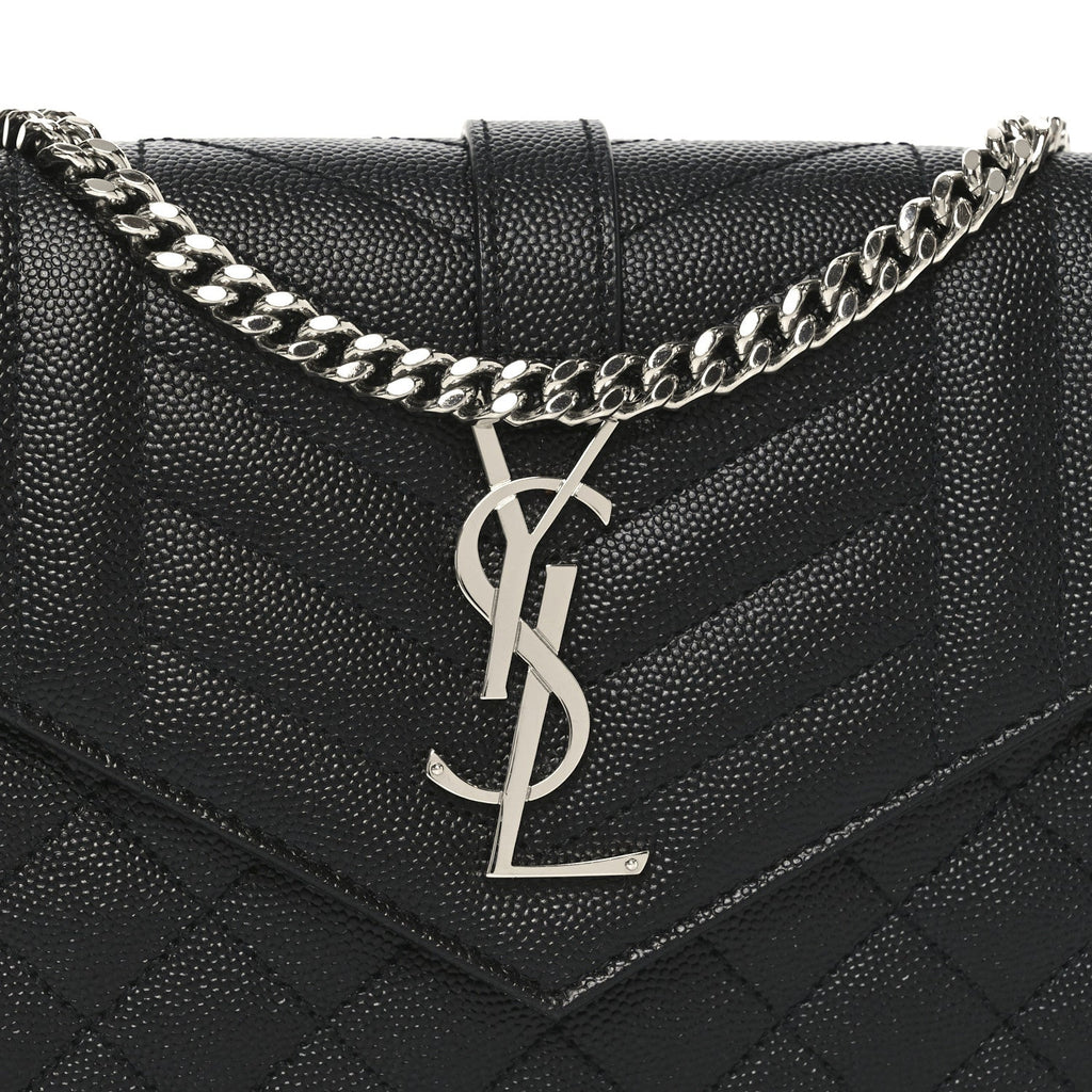 Grain De Poudre Mixed Matelasse Triquilt Monogram Chain Wallet Black