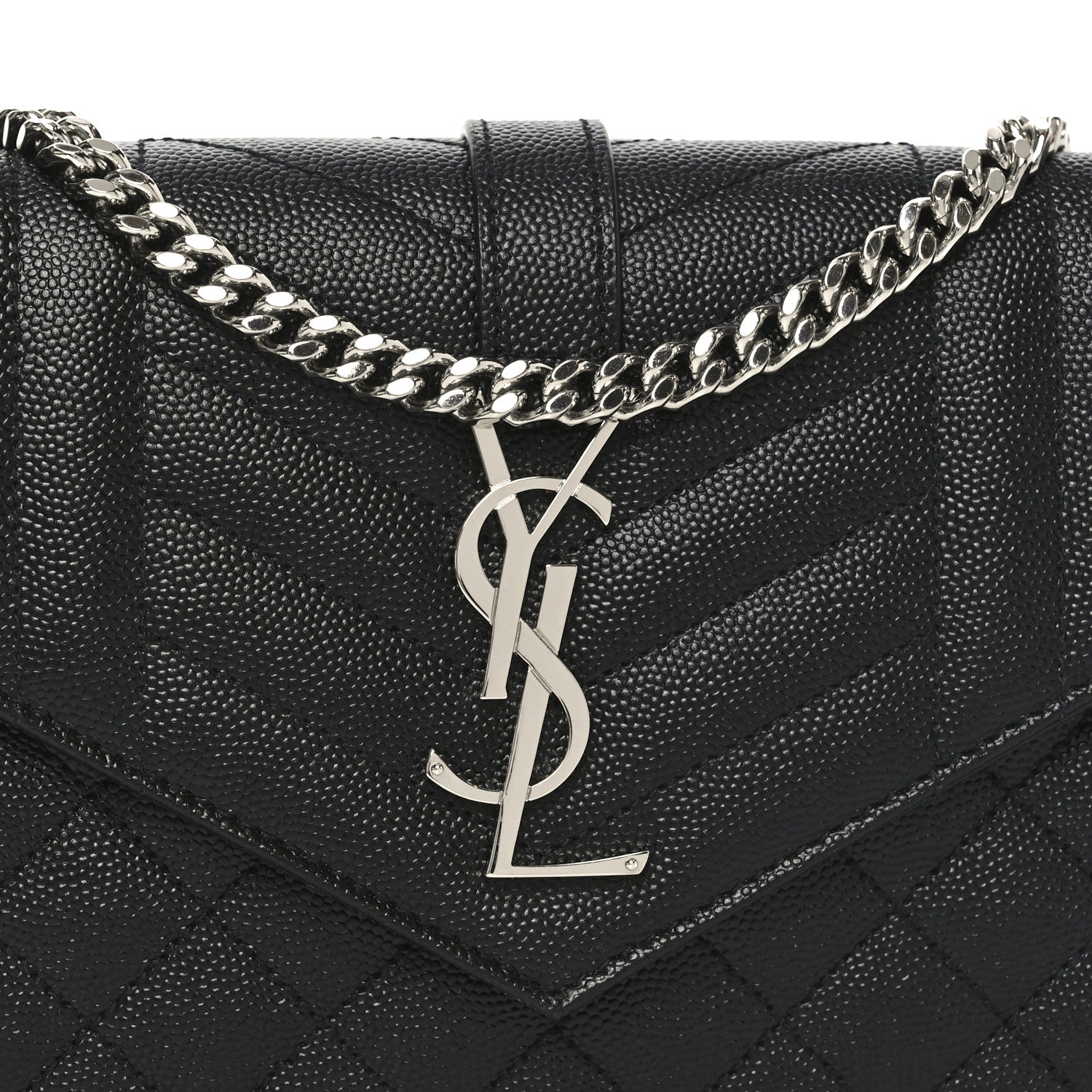 Grain De Poudre Mixed Matelasse Triquilt Monogram Chain Wallet Black