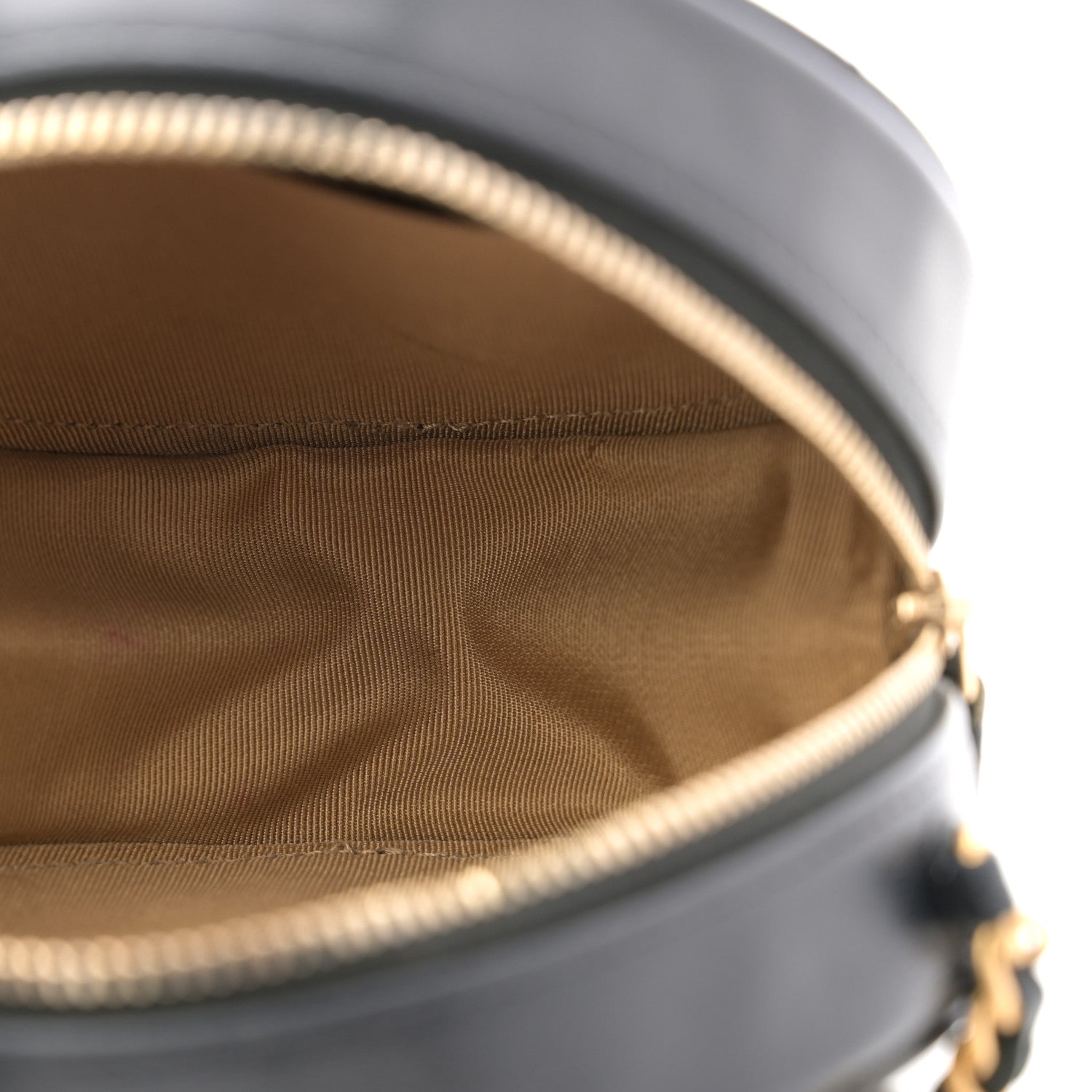 Goatskin Quilted Chic Pearls Chain Round Clutch With Chain Black