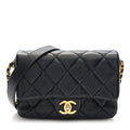 Caviar Quilted Small Twist Your Buttons Flap Black