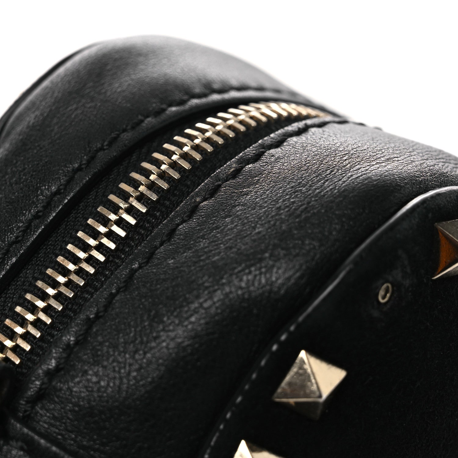 Calfskin Suede Rockstud Camera Crossbody Bag Black