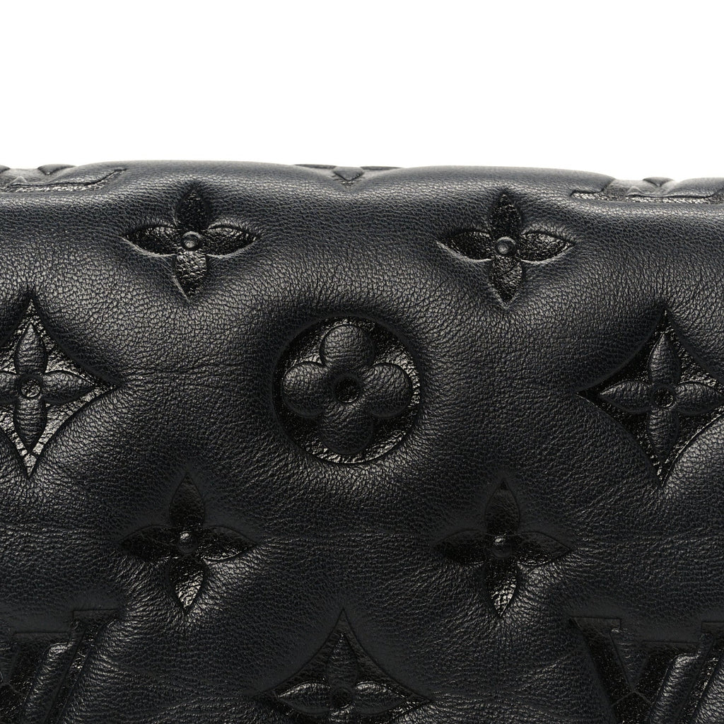 Lambskin Embossed Monogram Pochette Coussin Black