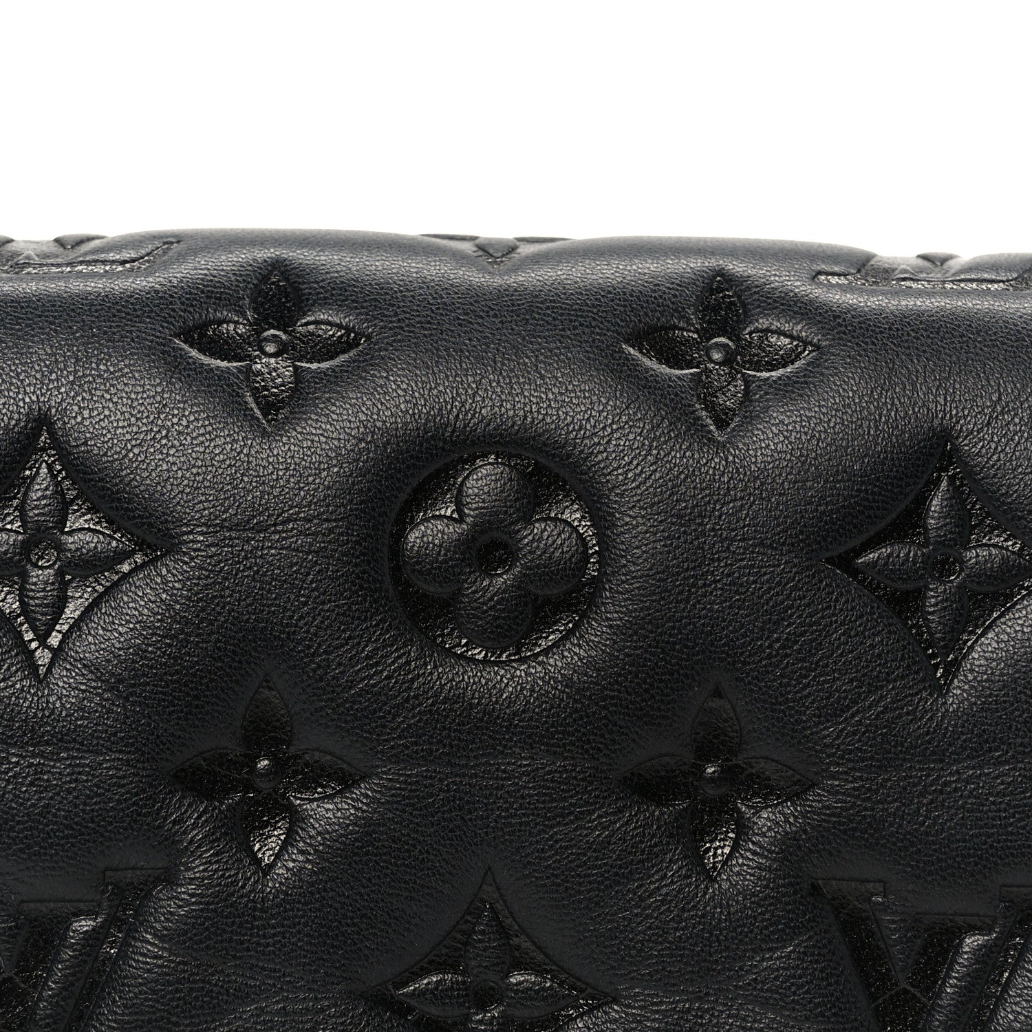 Lambskin Embossed Monogram Pochette Coussin Black