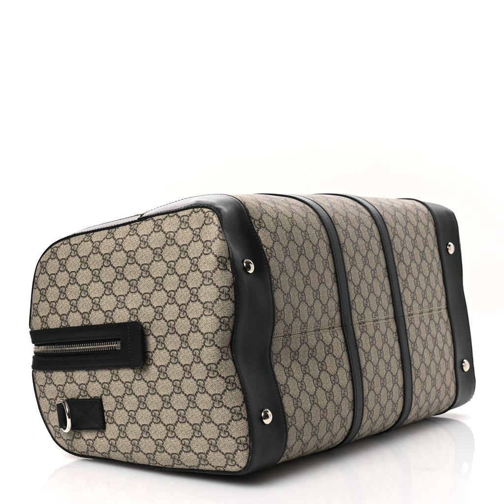 GG Supreme Monogram Selleria Calfskin Large Duffle Beige Ebony Black