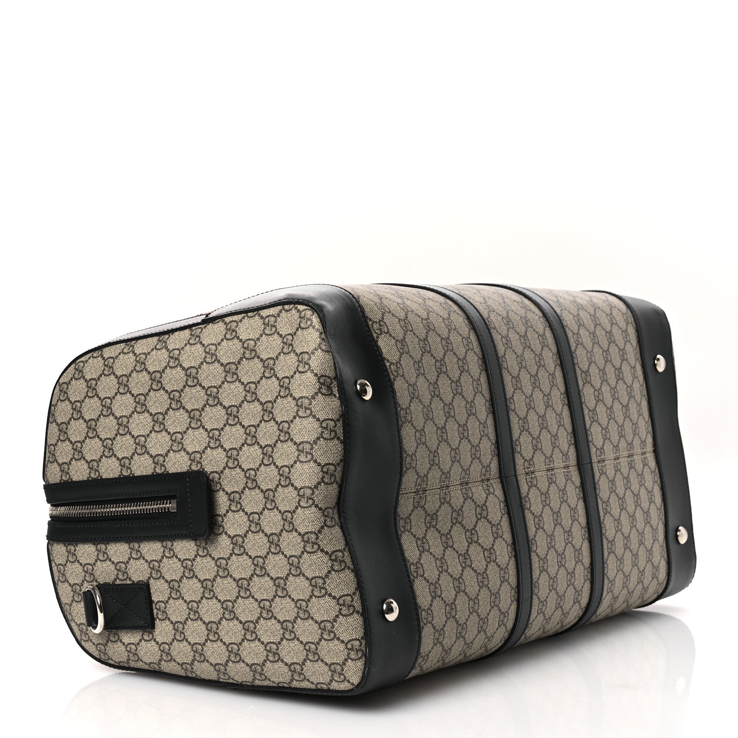 GG Supreme Monogram Selleria Calfskin Large Duffle Beige Ebony Black