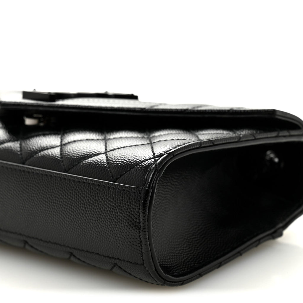 Grain De Poudre Textured Mixed Matelasse Triquilt Small Monogram Monochrome Satchel Black