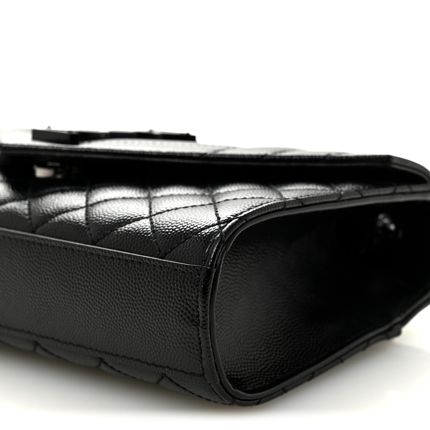 Grain De Poudre Textured Mixed Matelasse Triquilt Small Monogram Monochrome Satchel Black