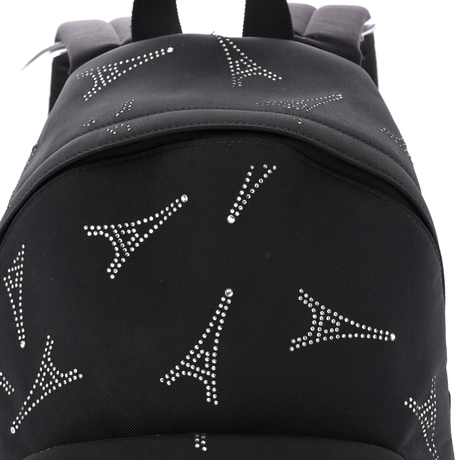Canvas Crystal Embellished Eiffel Tower Explorer Backpack S Black