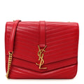 Lambskin Matelasse Chevron Monogram Medium Sulpice Bag Red