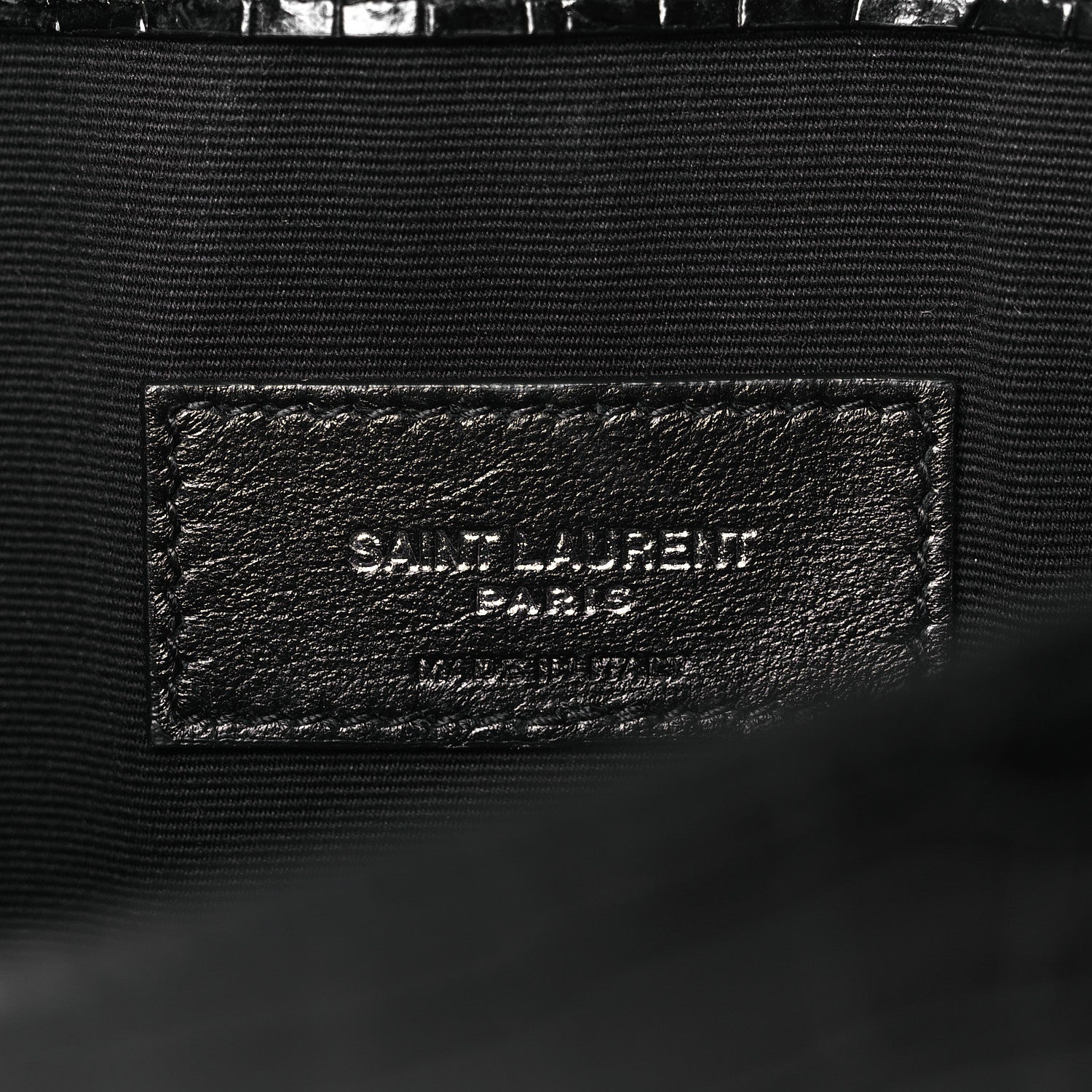 Calfskin Crocodile Embossed Uptown Monogram Clutch Black
