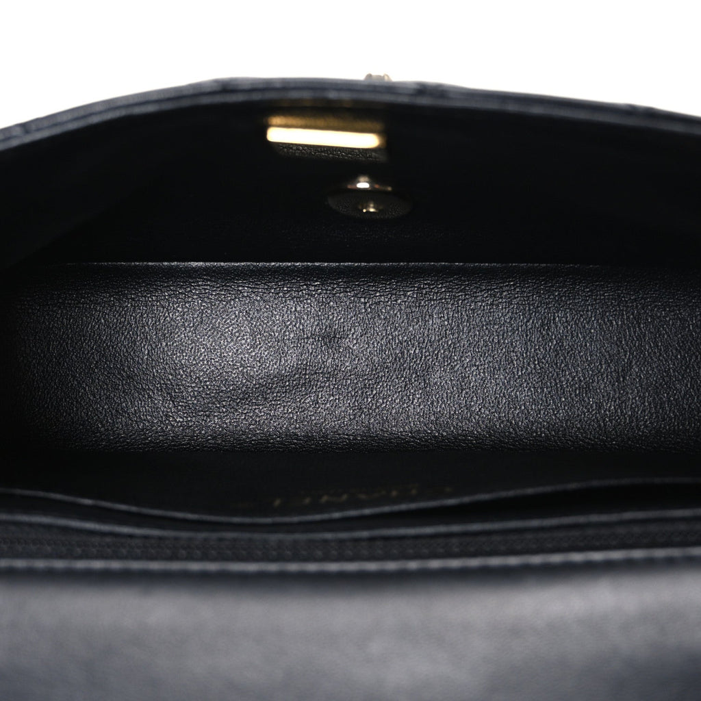 Lambskin Quilted Mini Rectangular Flap Black