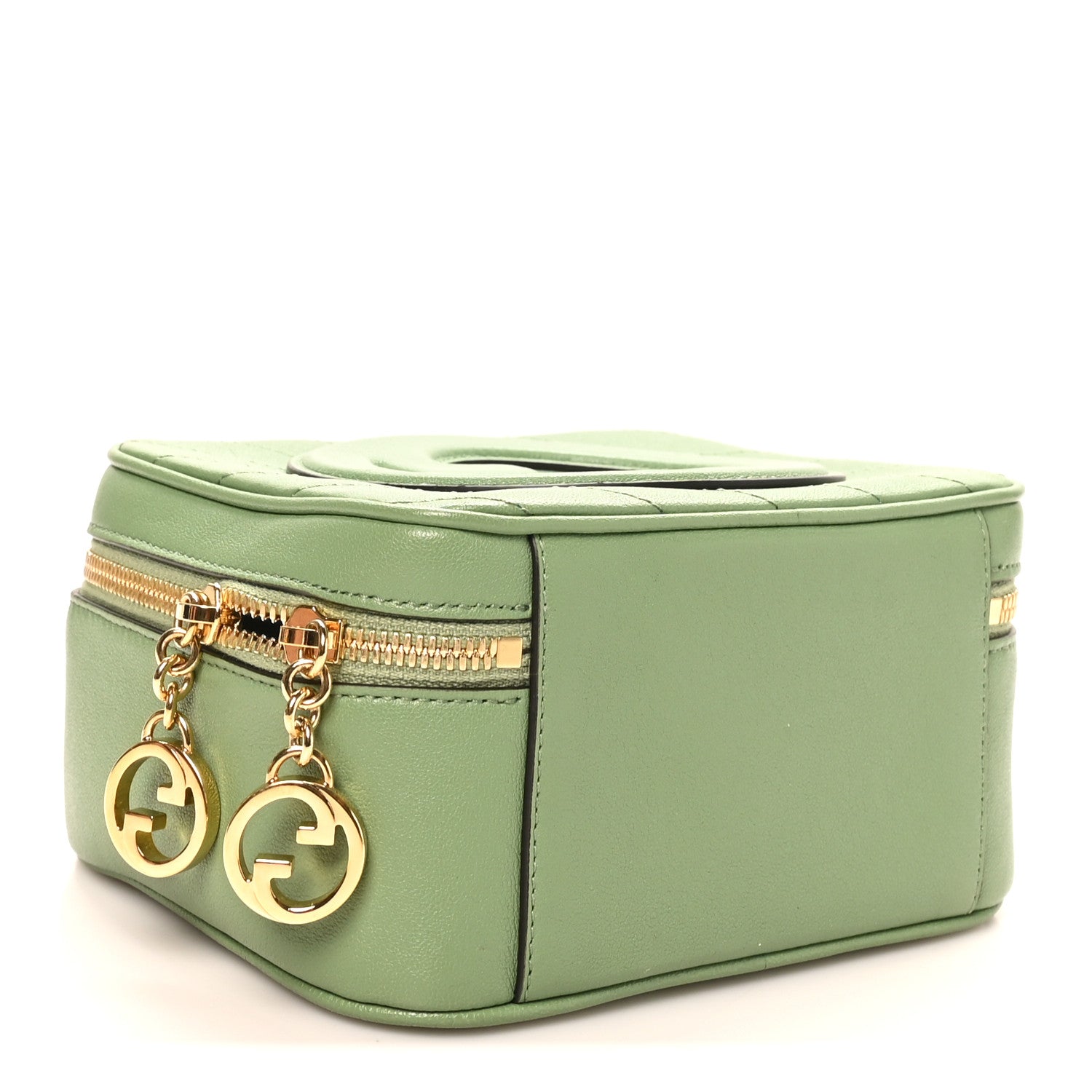 Sakai Be Green Calfskin Diagonal Stitched Small Blondie Shoulder Bag Light Green