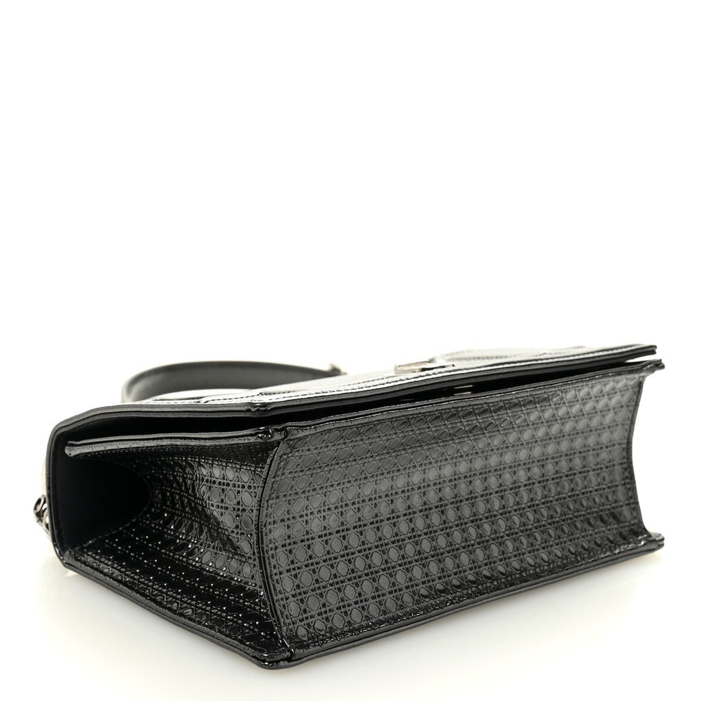 Metallic Patent Micro-Cannage Medium Diorama Flap Bag Onyx Black