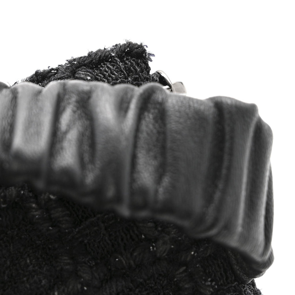 Tweed Lambskin Quilted Arm Coin Purse Black