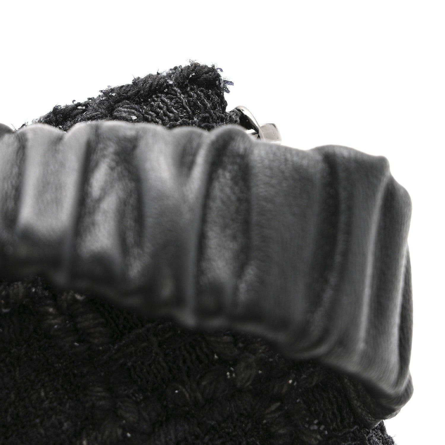 Tweed Lambskin Quilted Arm Coin Purse Black
