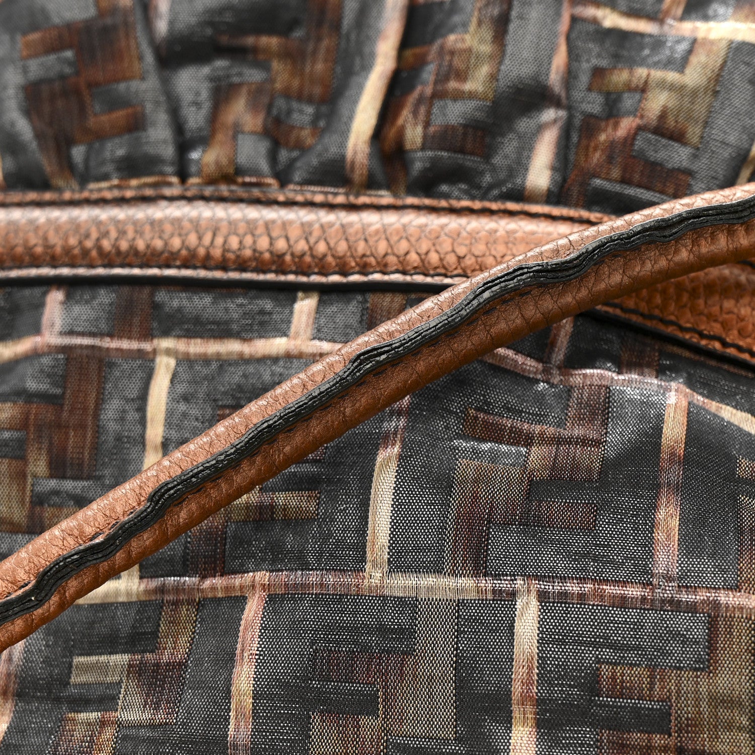 Zucca Calfskin Crocodile Embossed Large Chef Shopper Tote Tobacco