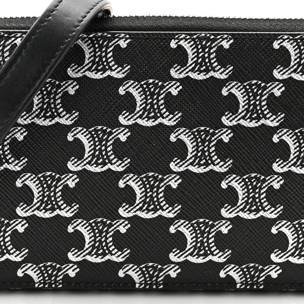 Triomphe Canvas Horizontal Pouch Silver Black