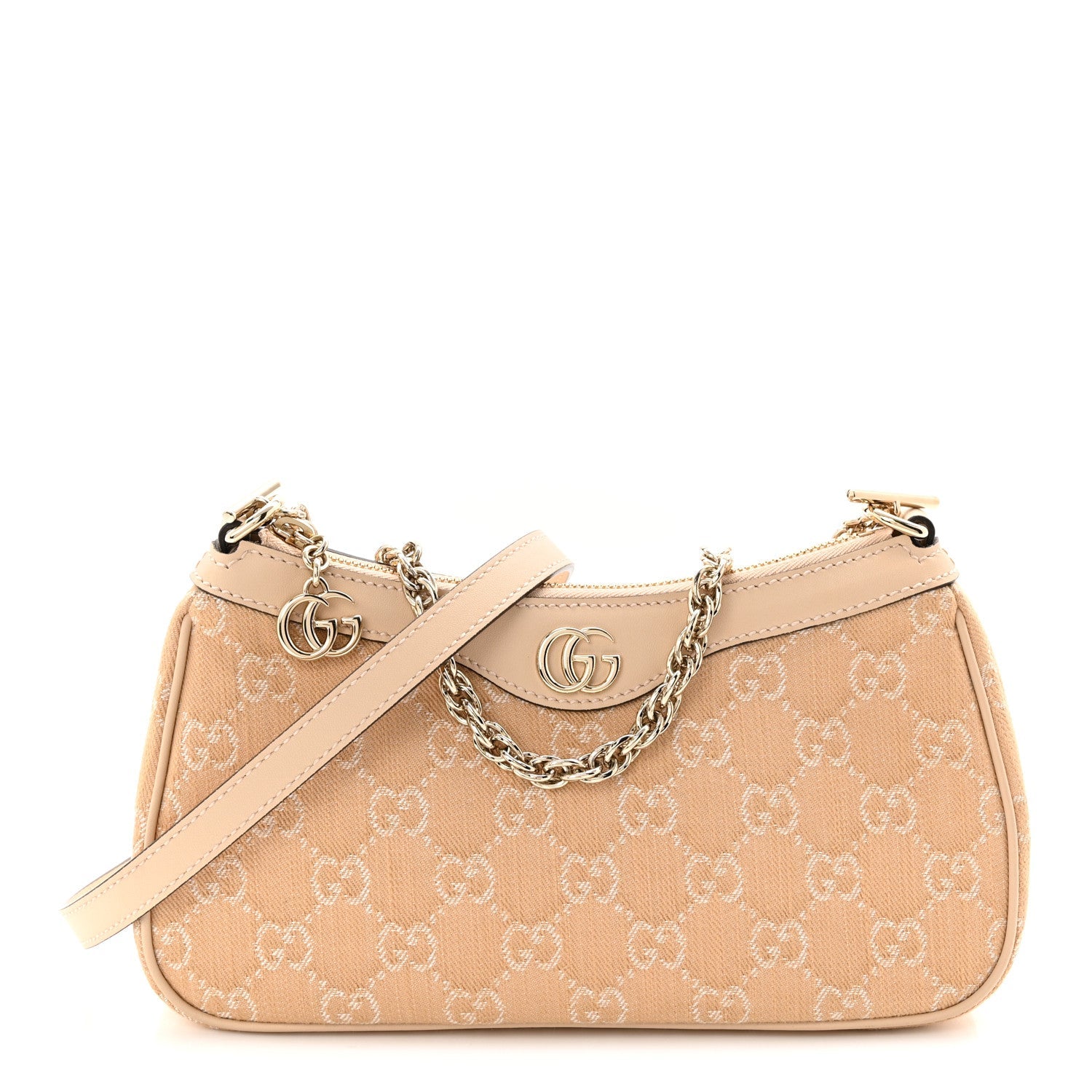 Denim GG Monogram Calfskin Small Shoulder Bag Souffle Rose