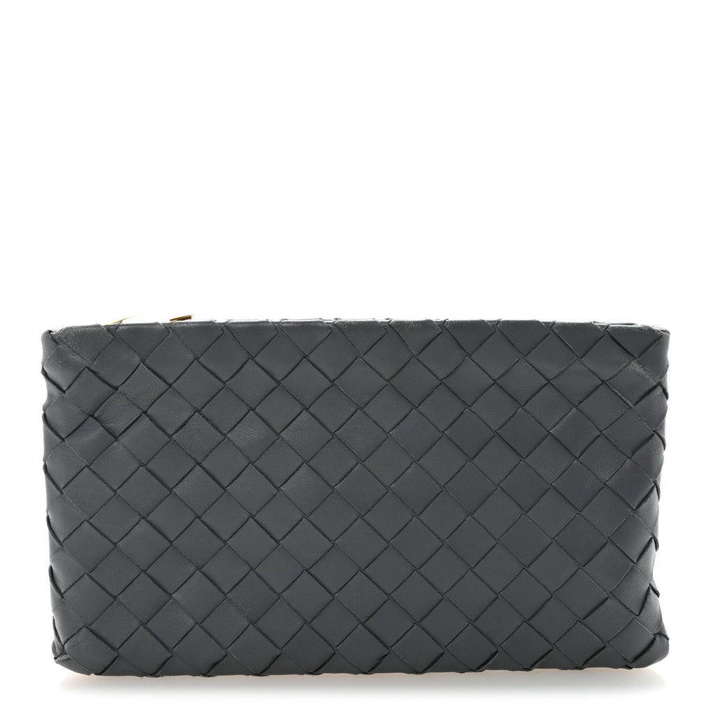 Nappa Intrecciato Small Zip Pouch Thunder