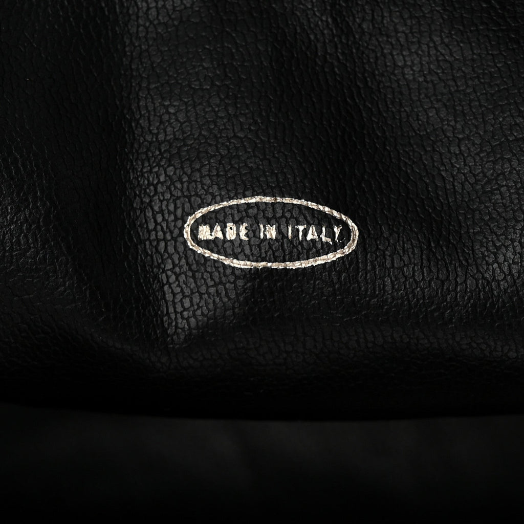 Grained Calfskin Quilted Drawstring Bucket Bag Black