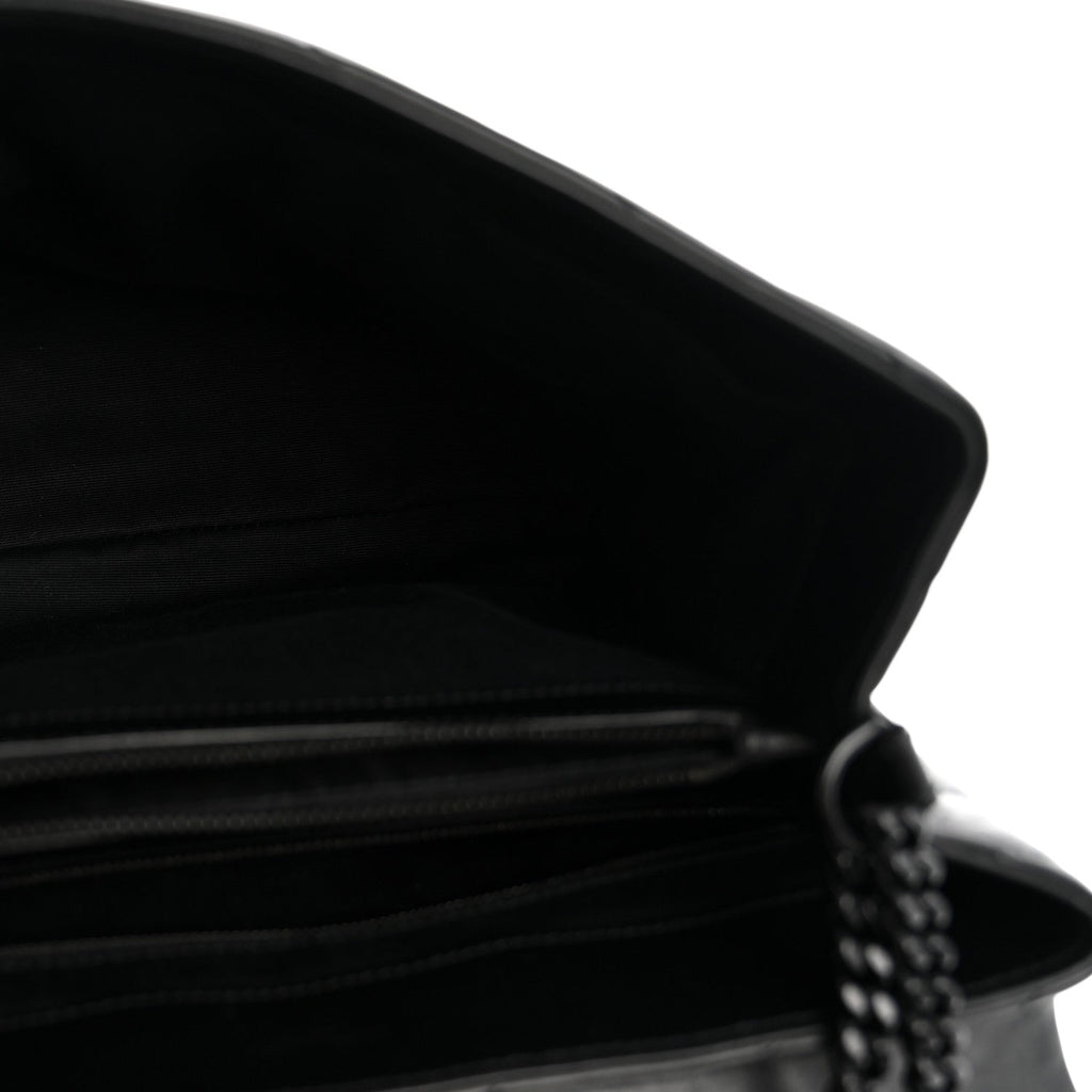 Calfskin Y Quilted Monogram Monochrome Medium Loulou Chain Satchel Black