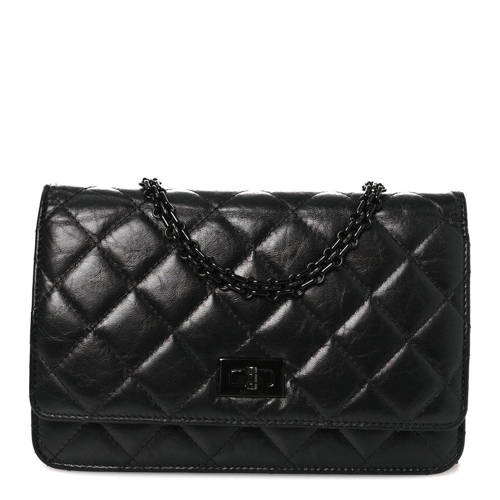 Aged Calfskin Quilted Reissue Wallet On Chain WOC So Black