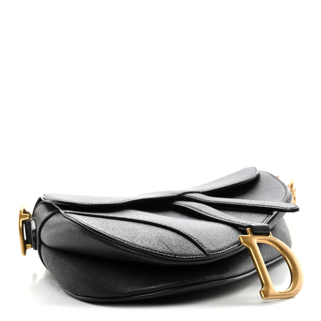 Grained Calfskin Saddle Bag Black