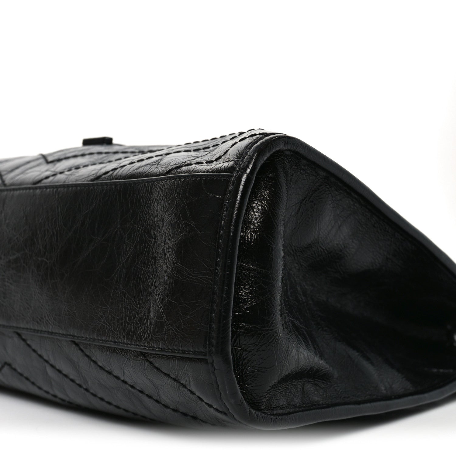 Crinkled Calfskin Matelasse Monogram Medium Niki Shopper Tote Black