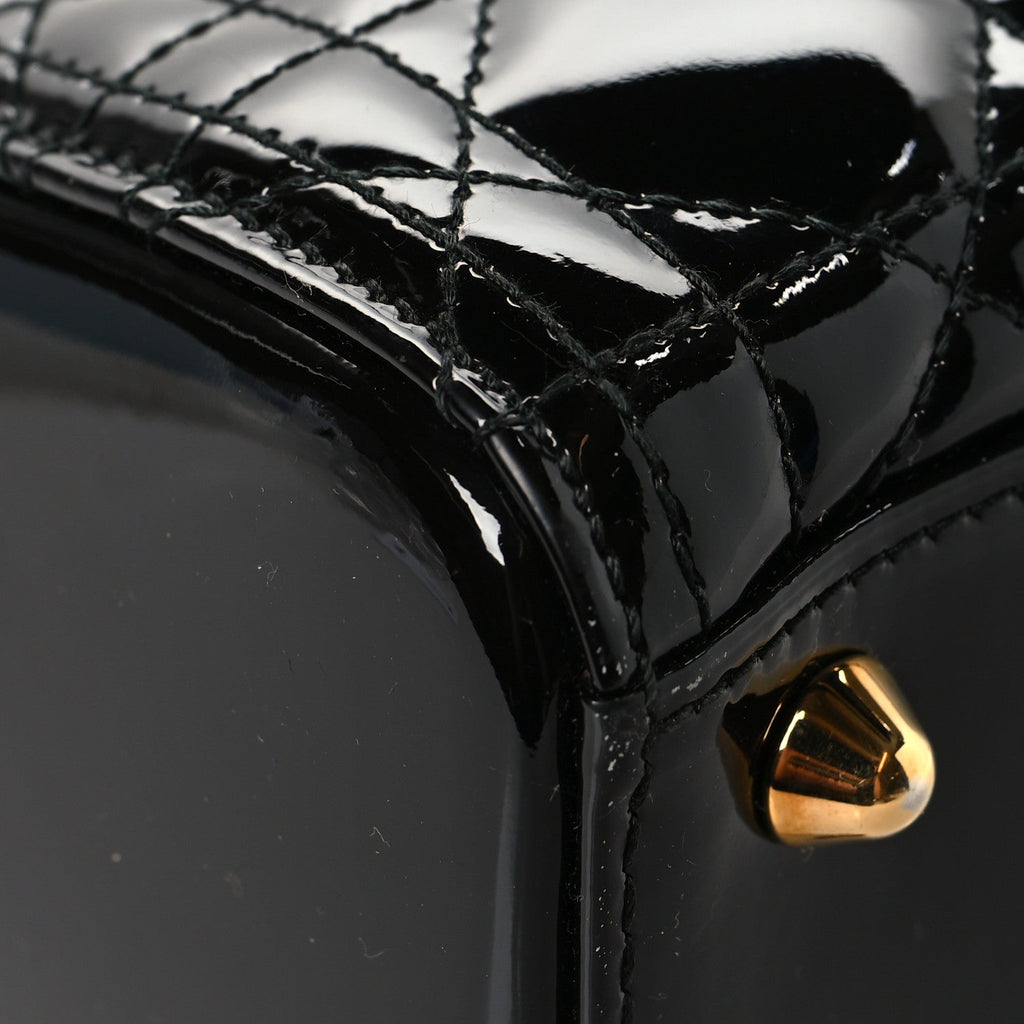 Patent Cannage Large Lady Dior Black