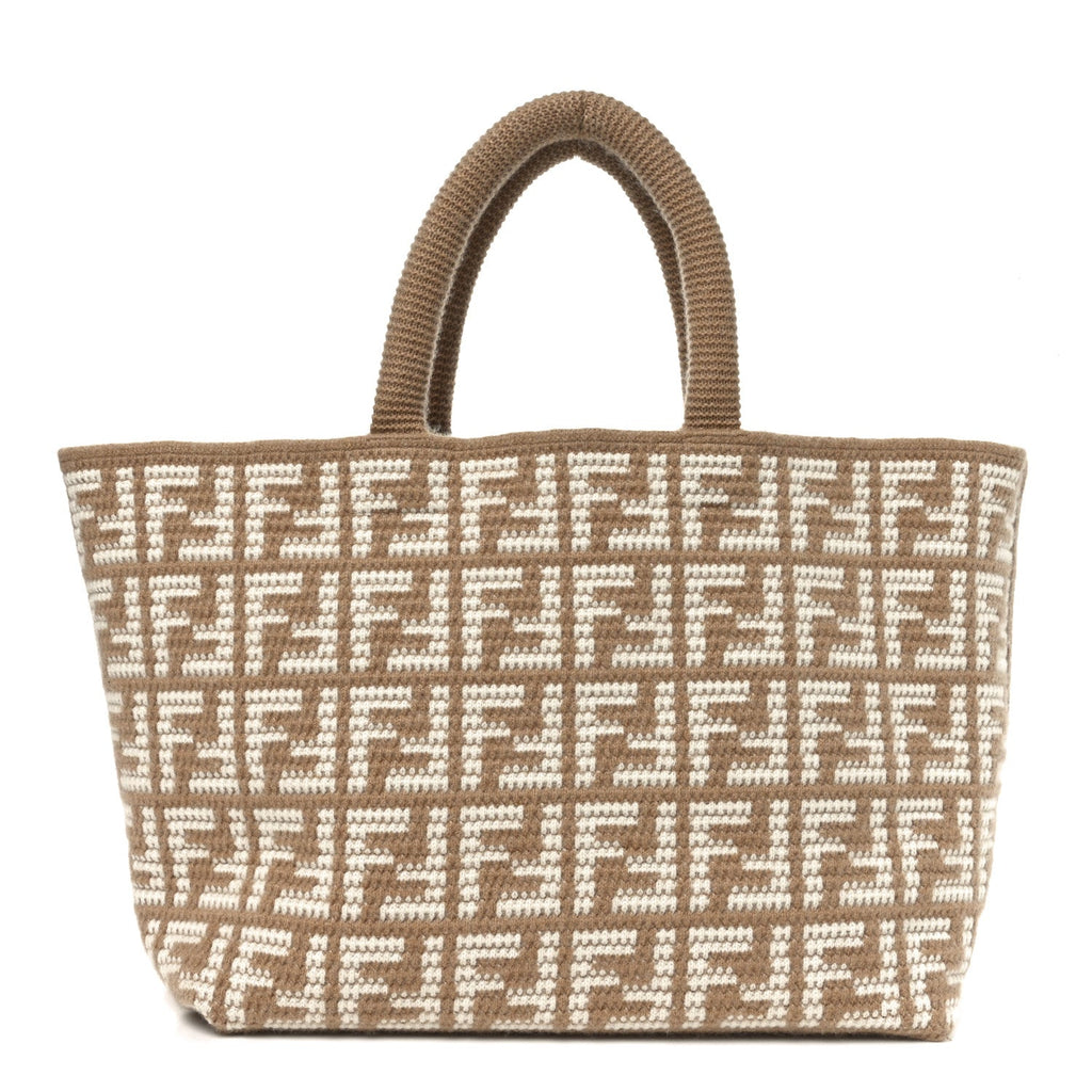 Cashmere Knit FF Large Shopper Tote Cammello