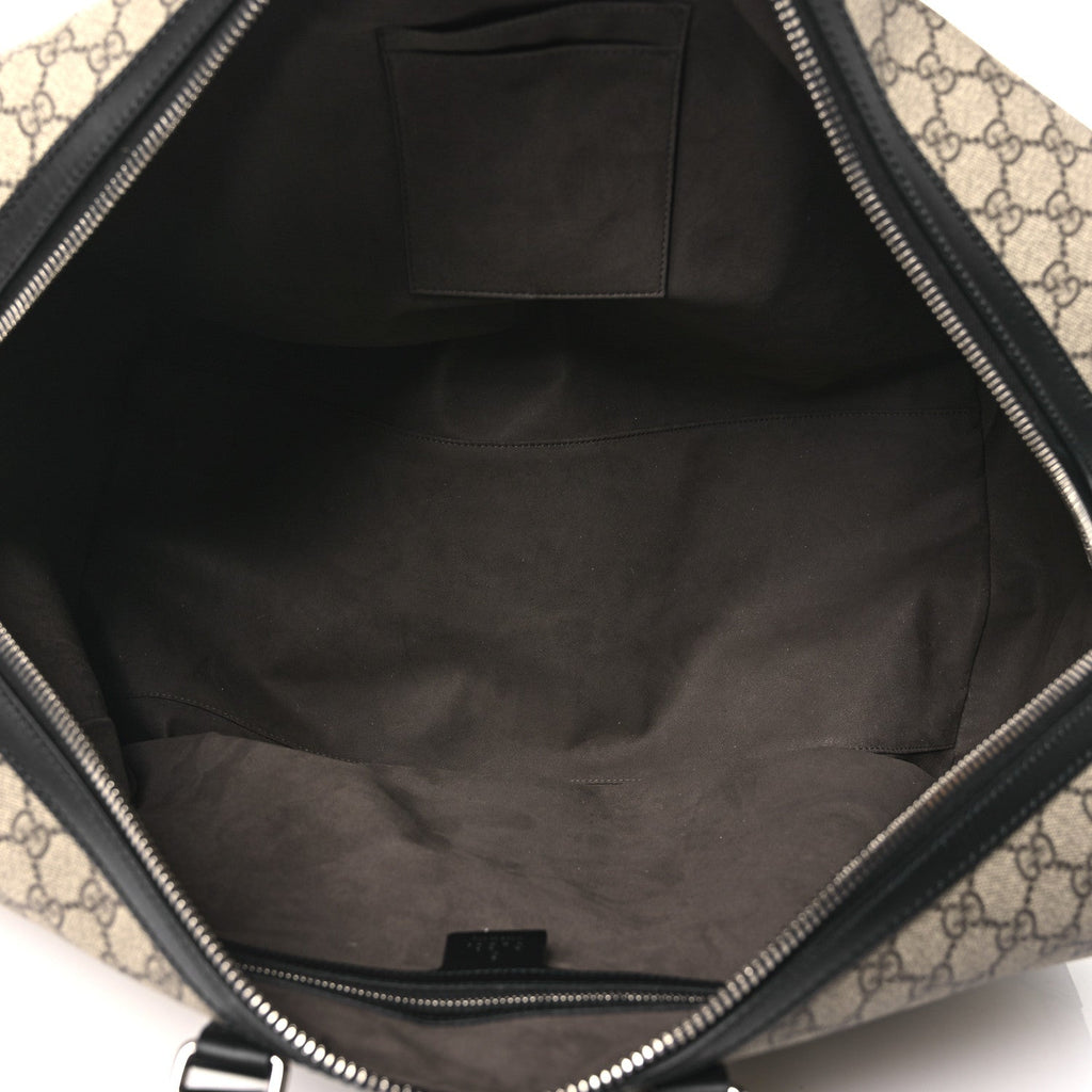 GG Supreme Monogram Selleria Calfskin Large Duffle Beige Ebony Black