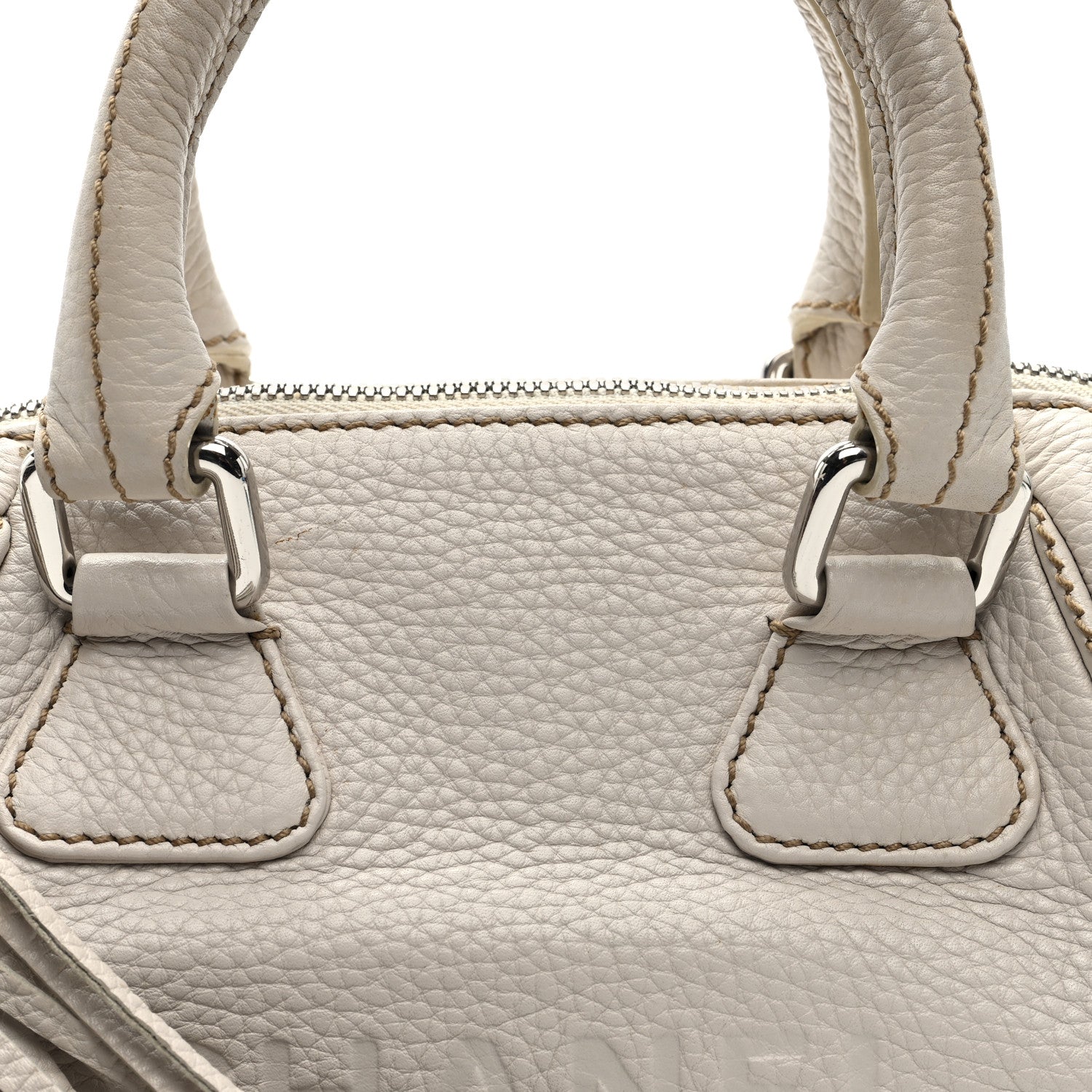 Calfskin Lax CC Small Bowler Bag White