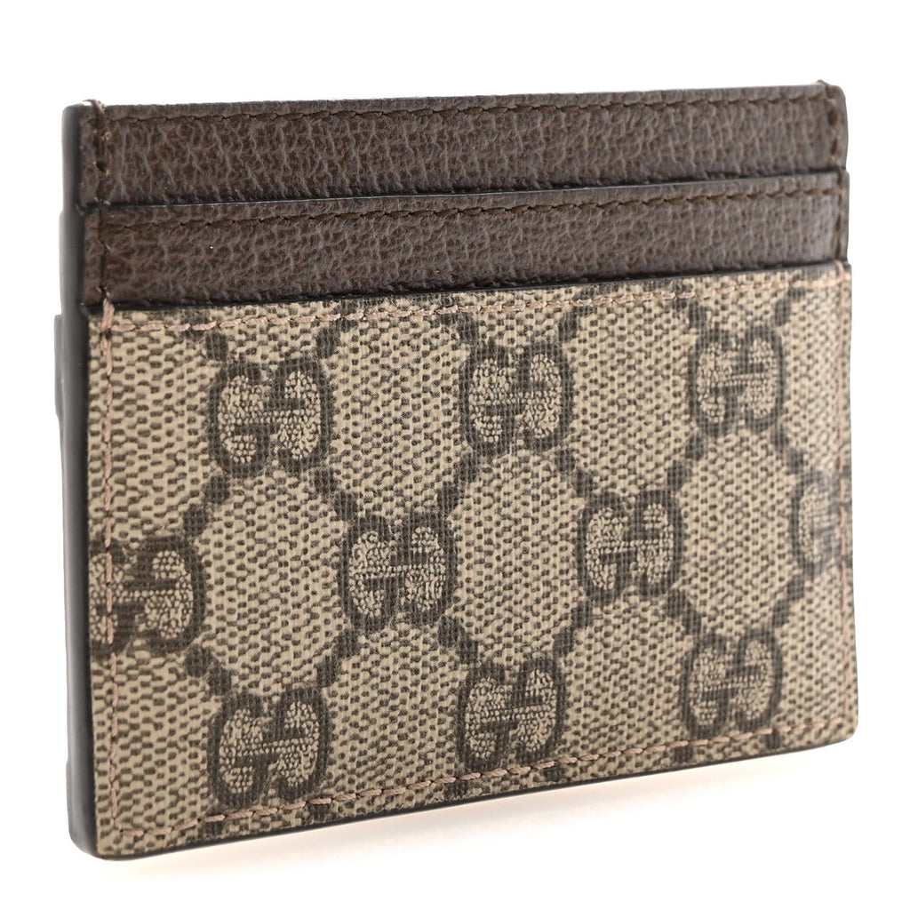 GG Supreme Monogram Textured Dollar Calfskin Ophidia  Holder Beige Ebony New Acero