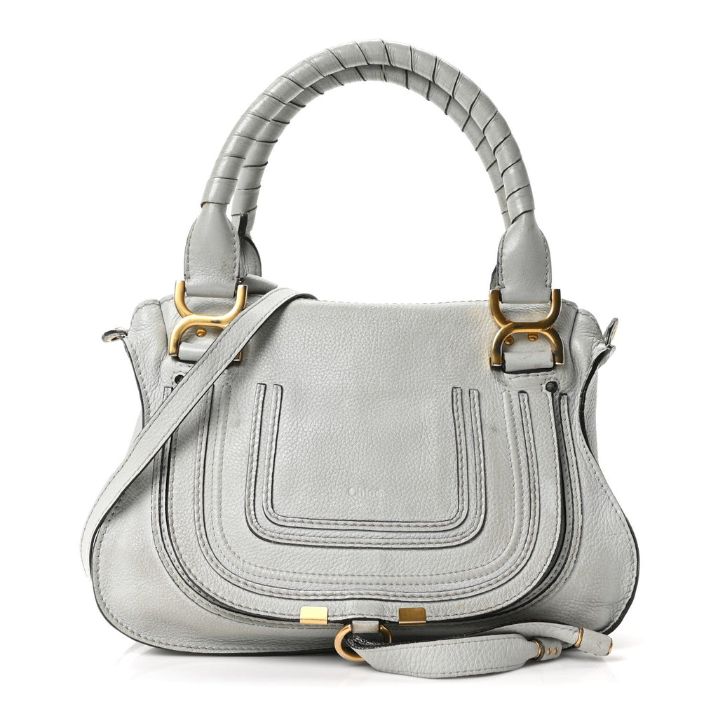 Calfskin Small Marcie Satchel Airy Grey