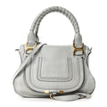 Calfskin Small Marcie Satchel Airy Grey