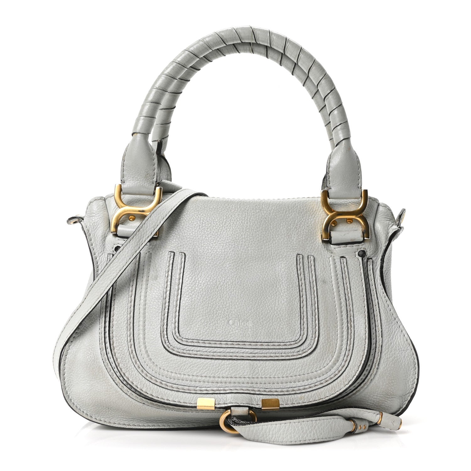 Calfskin Small Marcie Satchel Airy Grey