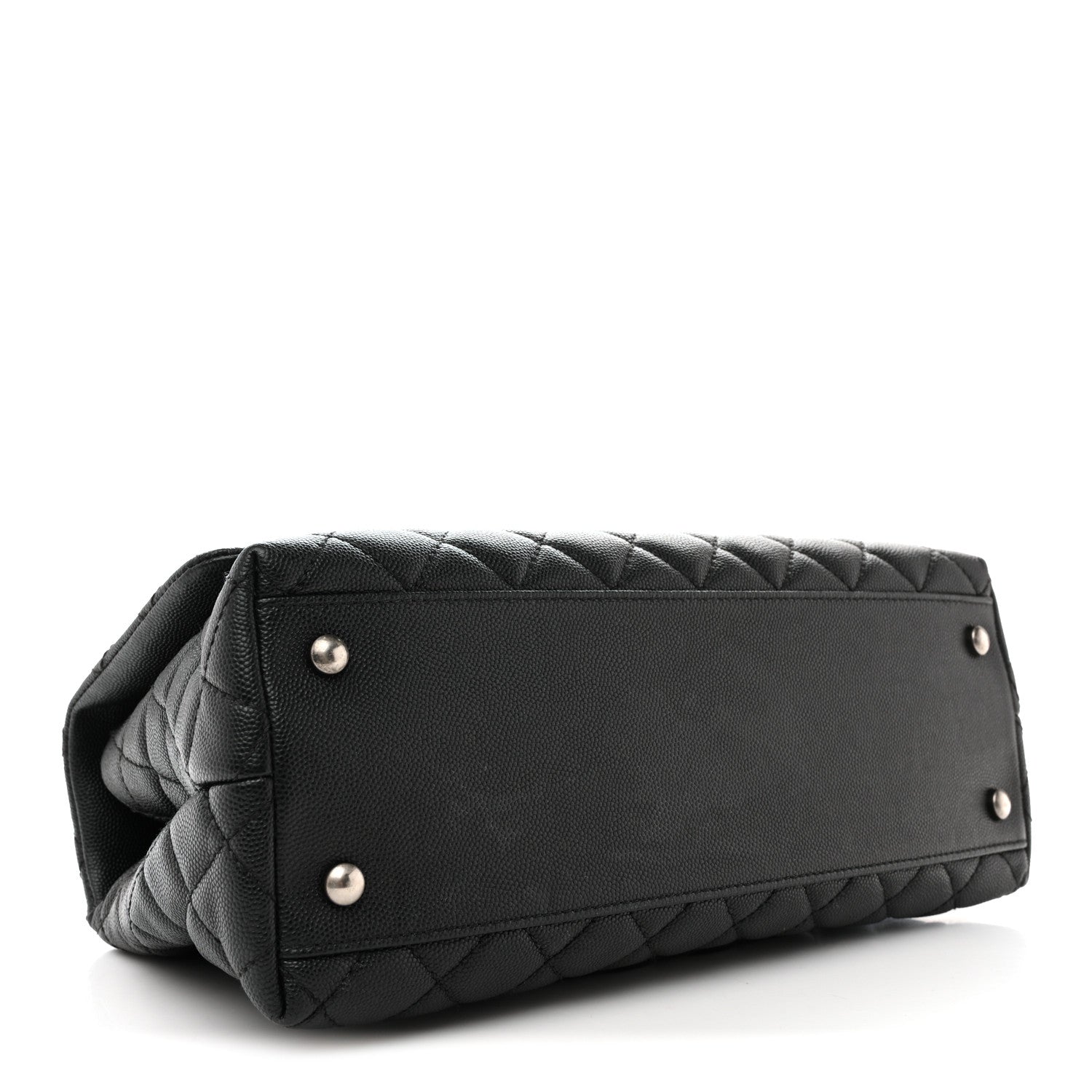 Caviar Lizard Embossed Quilted Small Coco Handle Flap Black