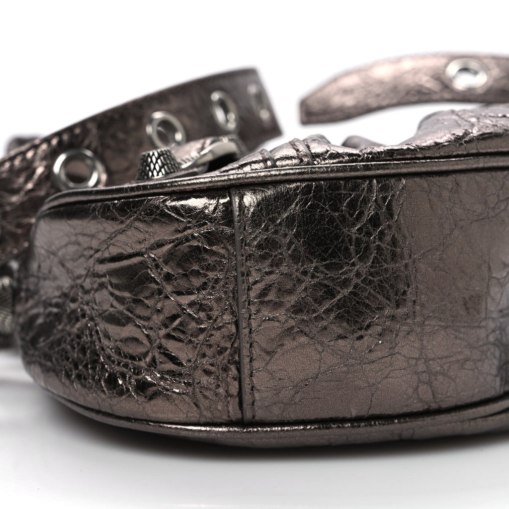 Metallic Agneau Arena Le Cagole Shoulder Bag XS Dark Bronze