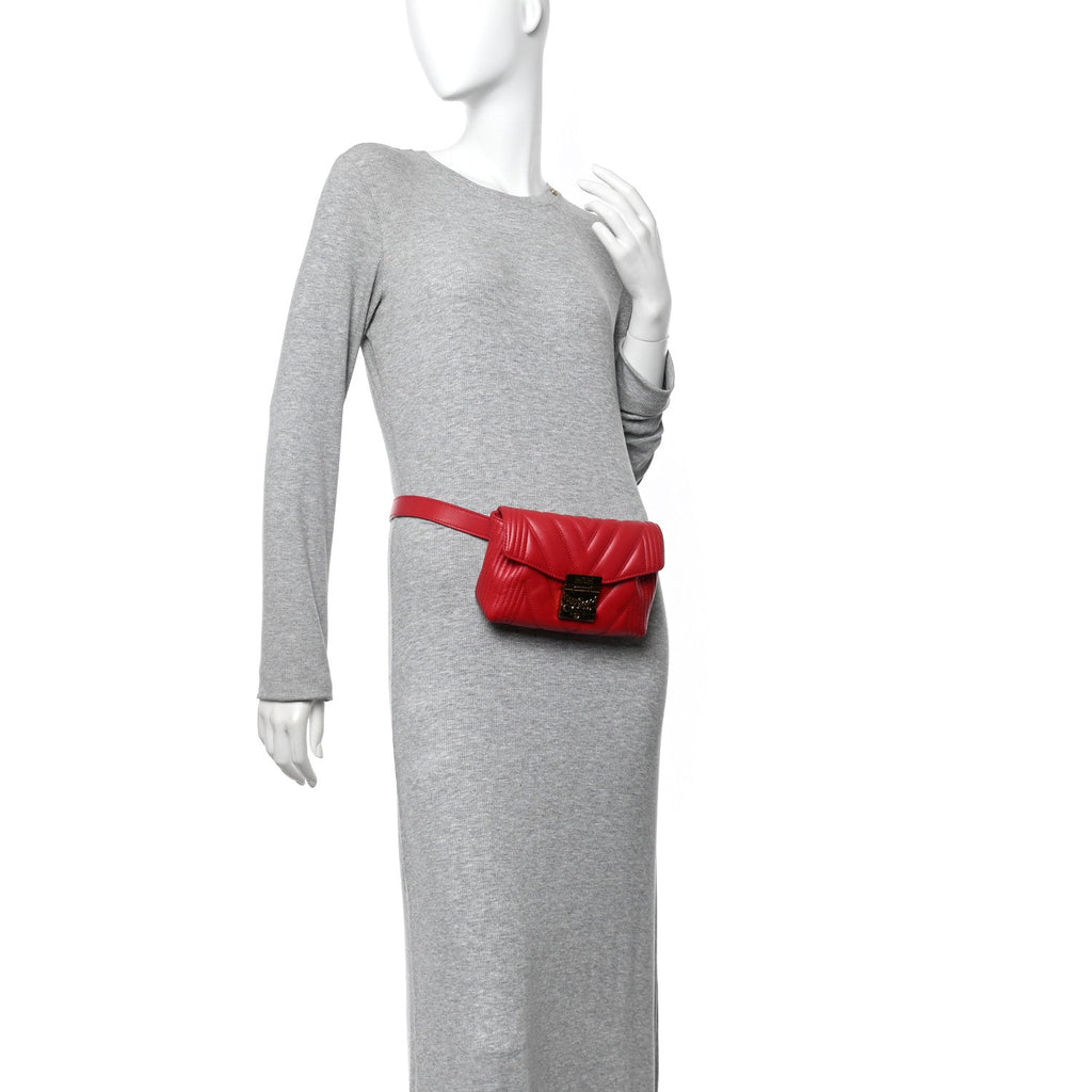 Calfskin Quilted Small Patricia Belt Bag Ruby Red